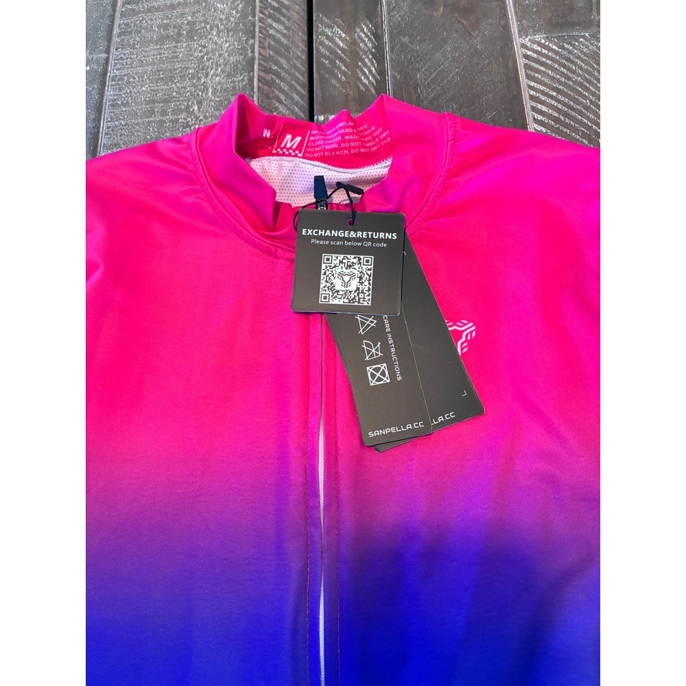 Sanpella Cycling Couture Kids Pink Blue Ombre Cycling Gilet Shirt Size M NWT